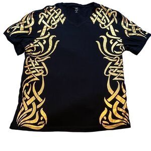 INC NWT Womens Celtic Knot T-Shirt Tee 100% Cotton Witchy Viking Gold Black XL